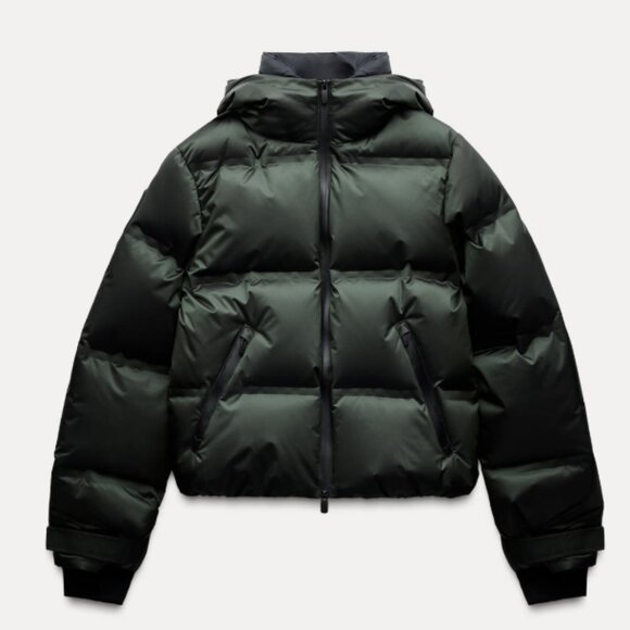 ZARA RECCO® TECHNOLOGY WATER RESISTANT DOWN SKI JACKET KHAKI GREEN XL - Picture 2 of 2